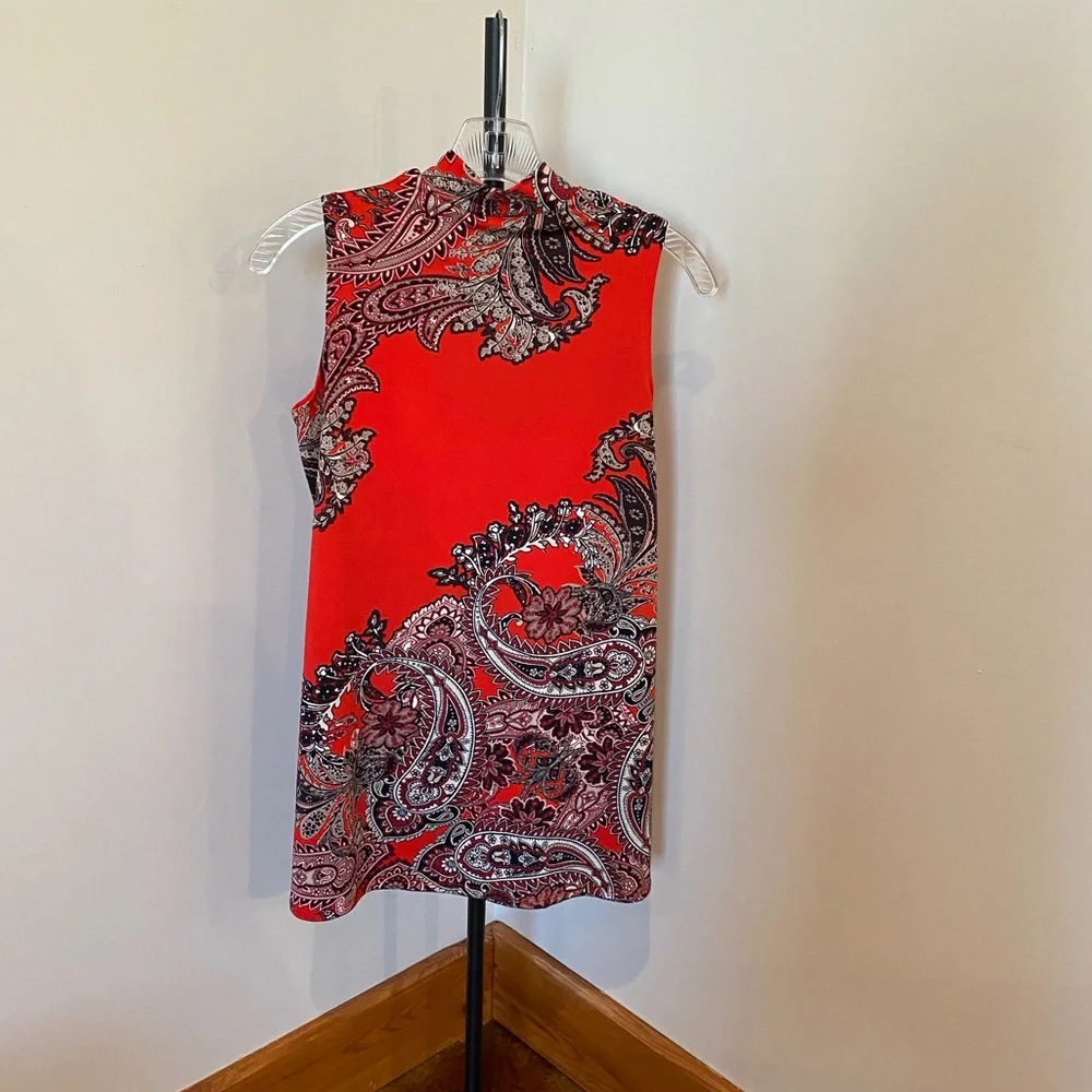 Melissa Paige Sleeveless Tunic Paisley Red XS - Picture 3 of 8